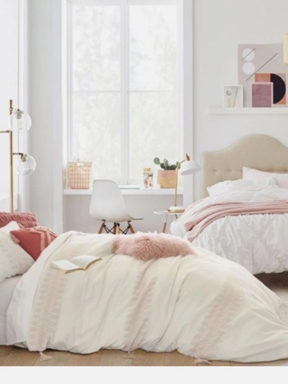 Twin Duvet Soft Cream and Blush Bedding